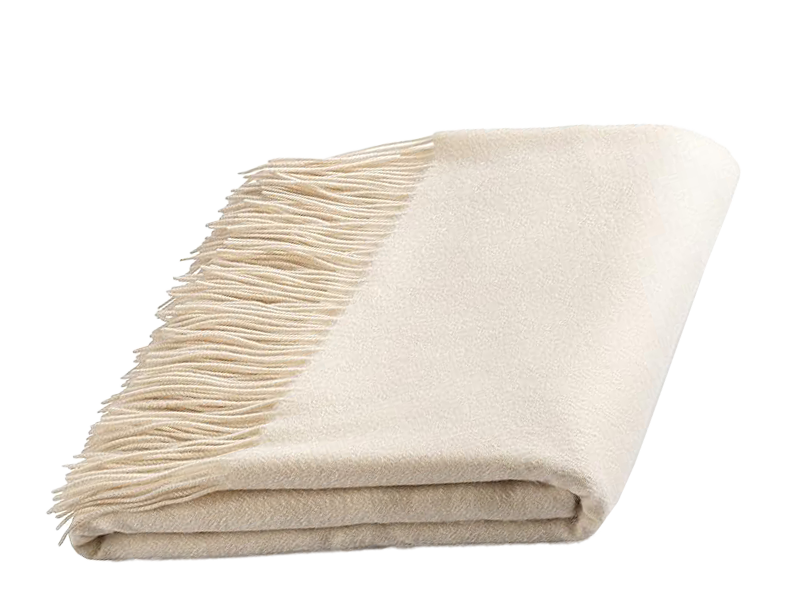 FRINGE IVORY CASHMERE THROW